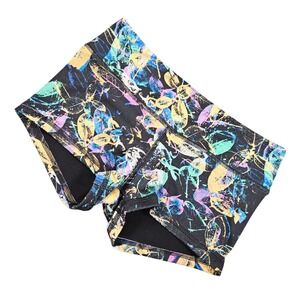 FLEO Athletic Shorts Small Multicolor Abstract Tropical Leaf Print Gym CrossFit